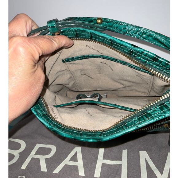 NWT Brahmin Cleo Peacock Melbourne Croc Embossed Crossbody / COA - Picture 7 of 9
